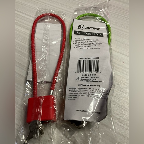 Lot Of 2 Brand New Cable Gun Locks Cable 15” Length Most Handguns Shotgun Rifle - Picture 2 of 7